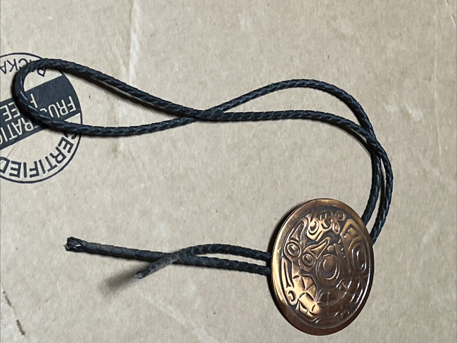 Bolo SOLID COPPER NATIVE WHALE SALMON NECKLACE - image 4