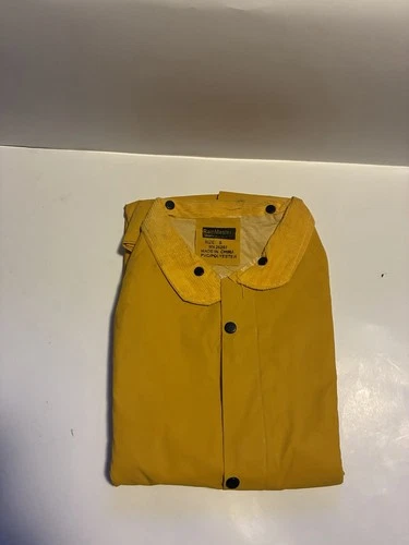 NOS Rain Masters Heavy Duty Yellow Rain Suit Set Jacket Pants Hood Waterproof - product listing photo