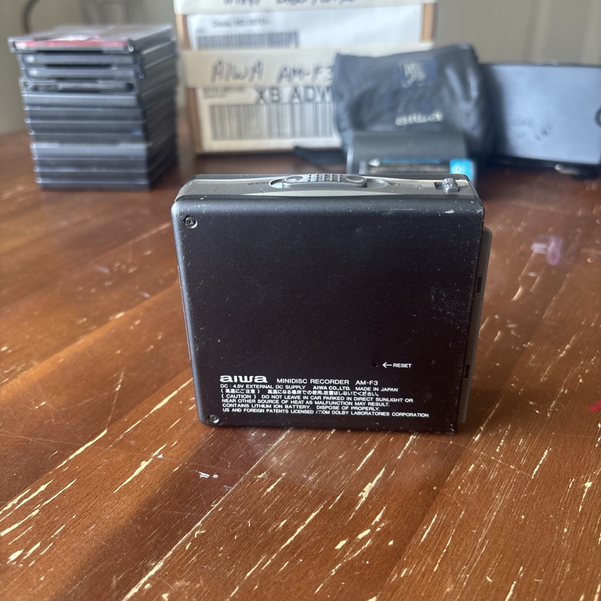 AIWA AM-F3 Portable MiniDisc Recorder Player MD Walkman & Extras