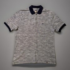 Pretty Green Polo Shirt Size 3 Medium Grey Marl Cotton Mod Casual Liam Gallagher