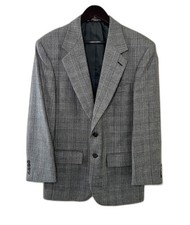 Vintage Evan  Picone Men  s Wool Blazer Gray/Black Plaid 38R Tailored