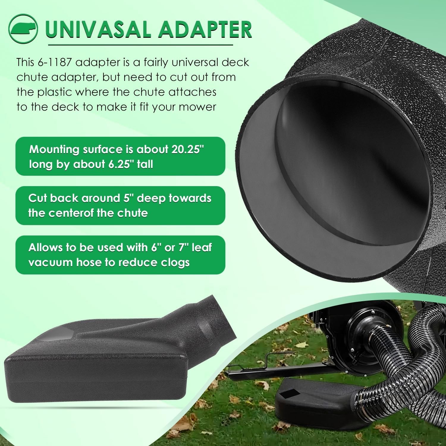 69861 Lawn Mower Vacuum Deck Boot Chute Adapter for Agri-Fab Mow-N-Vac 6-1187