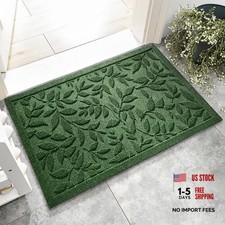 Green Leaves Outdoor Indoor Entrance Door mat, Absorbent Durable Heavy Duty