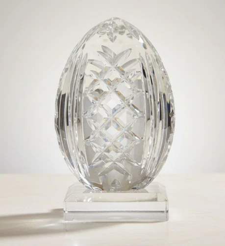 Waterford Crystal Annual Egg Paperweight Cut Glass Ireland 3.4" VTG 1992 Signed
