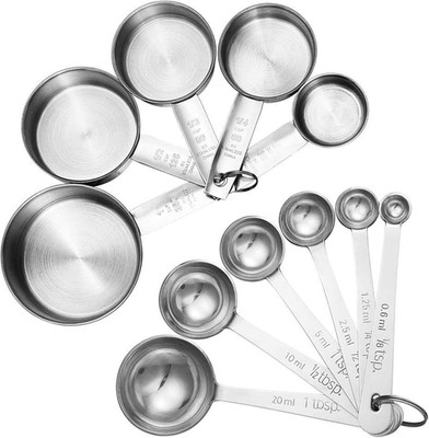 Accmor 11 Piece Stainless Steel Measuring Spoons Cups Set, Premium Stackable Tab