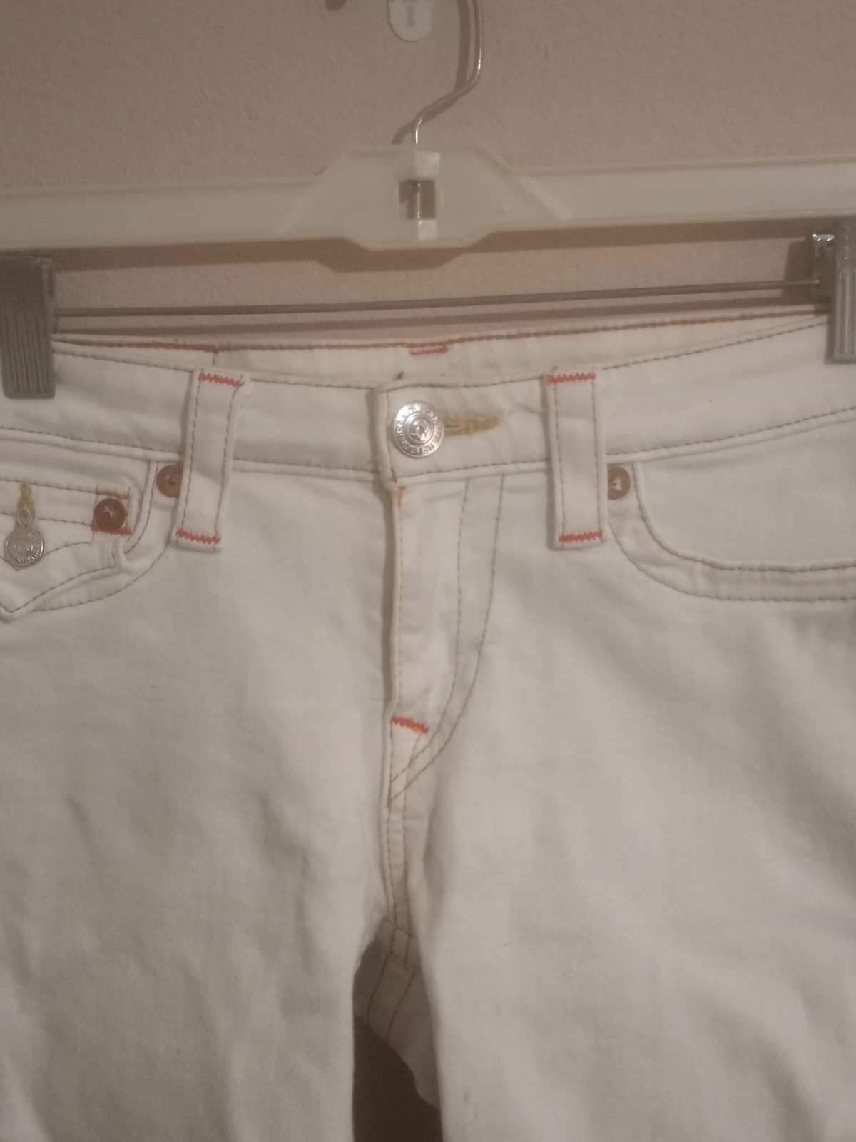 True Religion Women's White Skinny Cut-Off Low Rise Denim Jean Shorts Sz 27 thumbnail 4