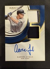 2019 Panini Immaculate Aaron Judge Patch Auto /25 RARE Player Worn On-Card Auto