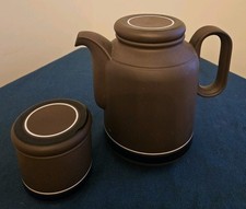 Vintage 1970's Hornsea Pottery 'Contrast' Range Coffee Jug & Sugar Bowl Set