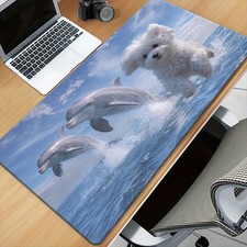 40 90cm 1pc XXL Dolphin  Puppy Design Desk Mat - Non-Slip Rubber Base, Large Ga