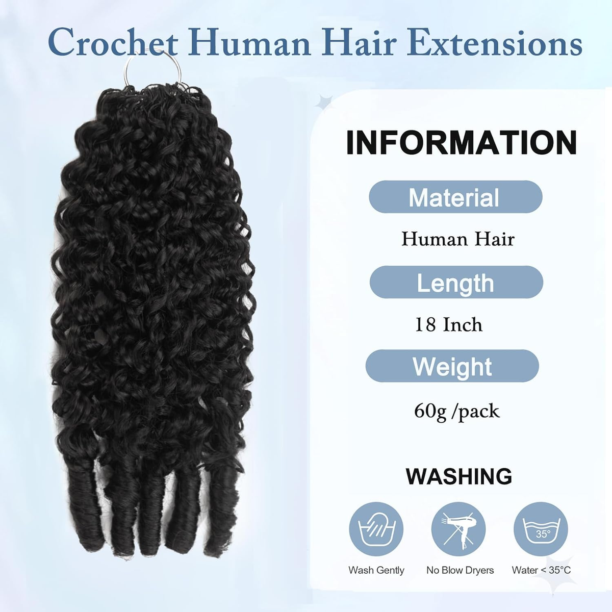 Human Hair Crochet Extensions 18 Inch Knotless Curly Braiding 60g Blonde Hair Extensions Fullness Deep Wave Curly Wavy  main image 3
