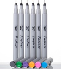 Fineliner Pens, 0.2 mm, 6 Pack, Ultra Fine, No Bleed, Bible Pens, Assorted Color