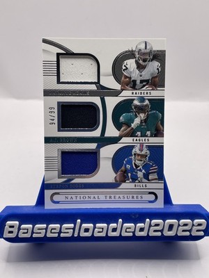 2022 Panini National Treasures NFL Game Gear Trio Davante Adams AJ Brown & Diggs