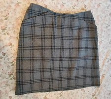 Old Navy Gray Black Plaid Wool Blend Mini Skirt Sz 4 Pockets Lined No Waistband