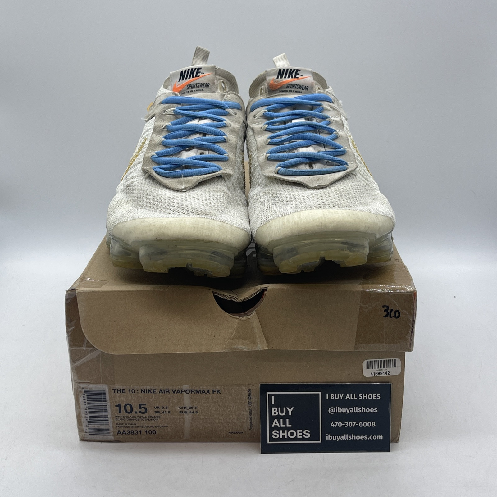 OFF WHITE X NIKE Taglia 10 5 Nike Off White x Air VaporMax parte 2 bianco scamosciato (AA3831 100)