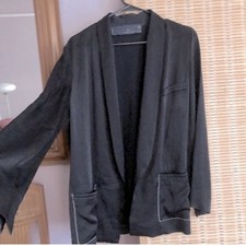 Zara Blazer Satin w. White Stitching Relaxed Fit Long Sleeve Notched M