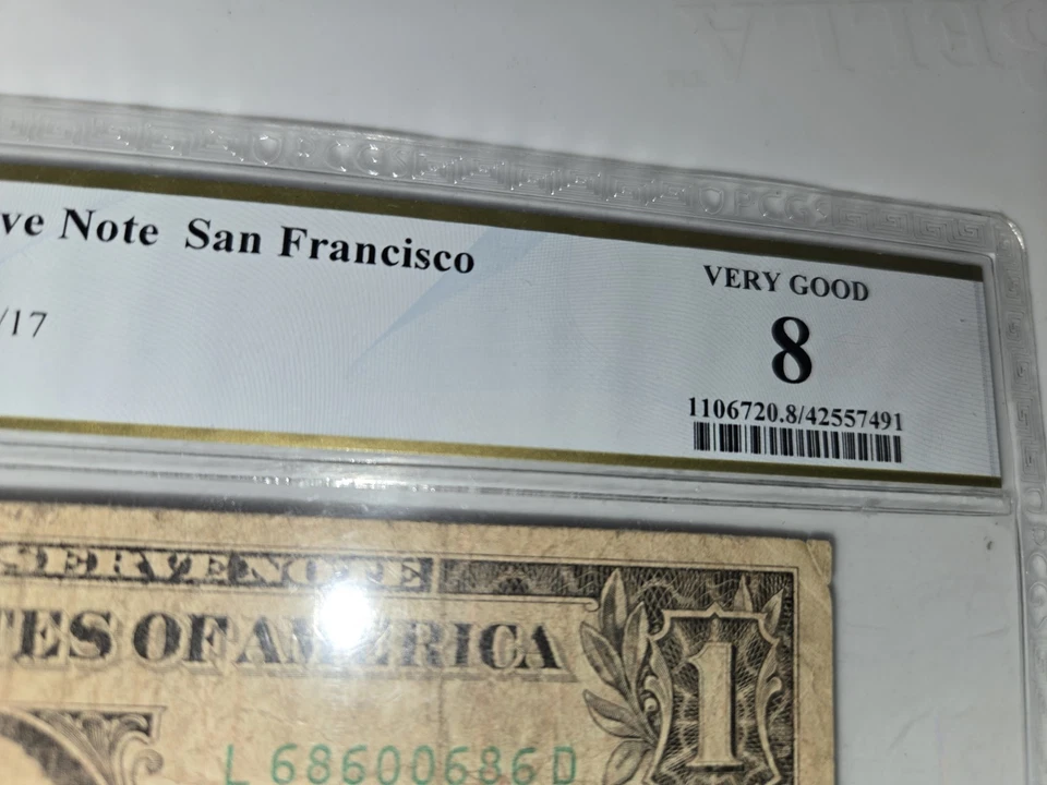 1$ 1981A Federal Reserve Note San Francisco Very Good 8 "Radar" Serial Number - Image 3 of 4