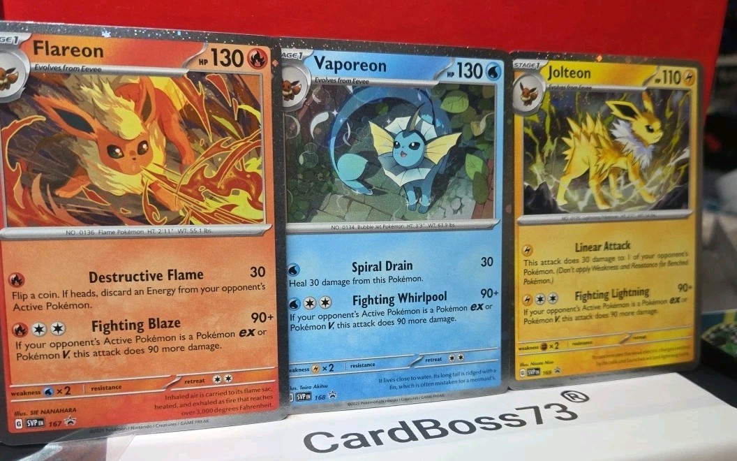 Flareon SVP 167 Vaporeon 168 Jolteon 169 Black Star Promo Pokemon Card