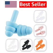 6 Pairs Reusable Silicone Ear Plugs: Noise Cancelling  Waterproof for Adults