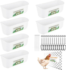 6 Pack Goat Feeder Hanging 3.5 Quart Chicken Waterer Feeder Trough, Fence Feeder