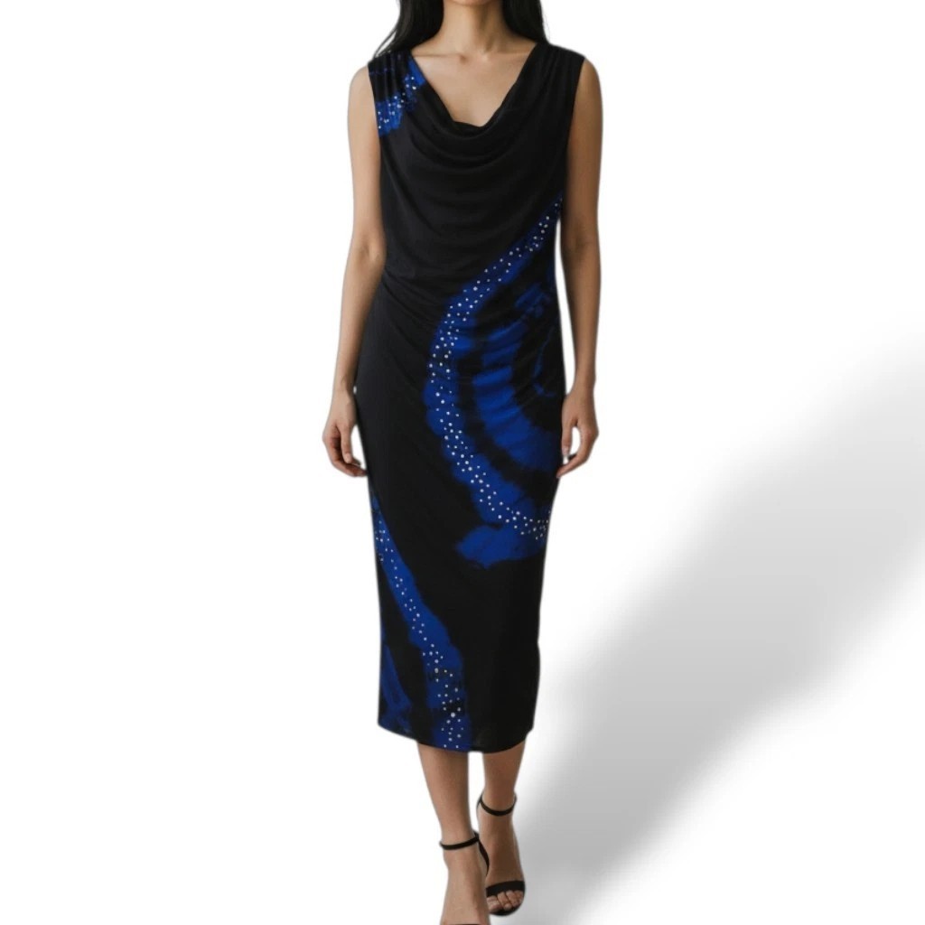 INC International Concepts Bodycon Black Dress with Flowers Sz M