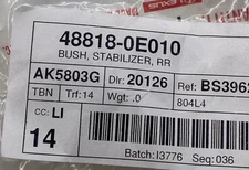Toyota Genuine Parts 48818-0E010 Stabilizer Bar Bushing 2004-2013 Toyota