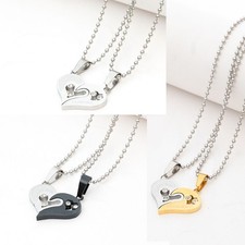 Partnerkette Liebe Herz Edelstahl 2 Ketten Halskette Herz Puzzle Pärchen