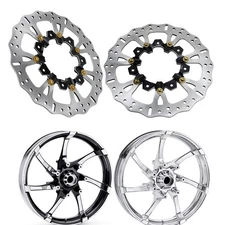 2PCS 14.0" Black Gold 7 Holes Front Brake Rotor for Harley Touring 6.7" Agitator