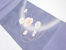 5797742: JAPANESE KIMONO / VINTAGE NAGOYA OBI / WOVEN PLUM BLOSSOMS
