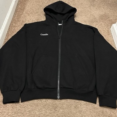 Comfrt Travel Essentials Full Zip Hoodie Black Oversized Sweatshirt Size Small
