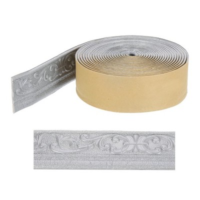 3D Wandkante selbstklebend 362''x3,1'' für Peel Stick Molding Trim, silbergrau