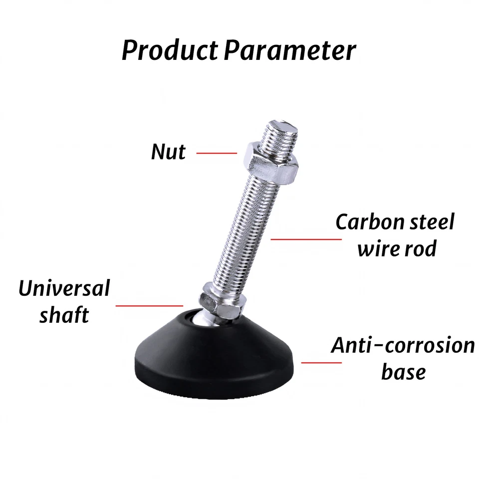 Leveling Machine Feet M6 M8 M10 M12 M16 Screw in Height Tilting Feet Adjustable - image 3 of 4