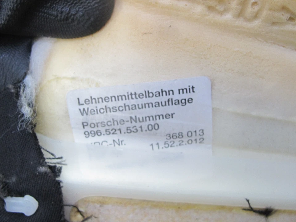 PORSCHE 911 996 1999-2005 ASIENTO SUPERIOR DELANTERO IZQUIERDO RESPALDO COJÍN NEGRO Foto 3 de 4