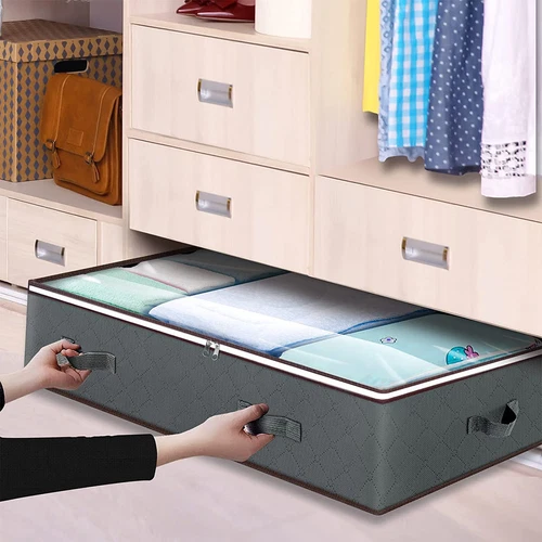 Non-Woven Clothes Storage Quilt Bag Under Bed Fabric Storage Bag Dust Cover Box - Picture 3 of 13