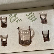 Mosser Jennifer Miniatures Ballerina Set #11 Juice Pitcher 4 Tumblers. Pink