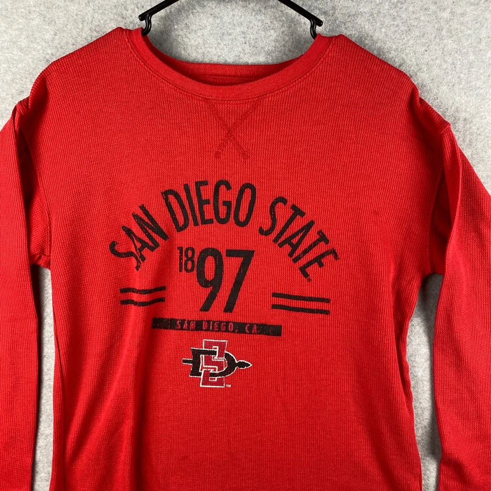 San Diego State Shirt Mens Red Medium Red Old Varsity Brand Thermal Long Sleeve - Image 2 of 4