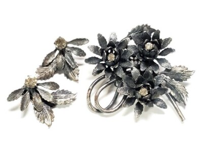 Miriam Haskell Earring & Brooch Set Miriam Haskell Demi Parure Circa 1950s