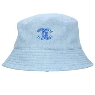 CHANEL 24SS Coco Mark All-over Print Reversible Bucket Hat Blue x
