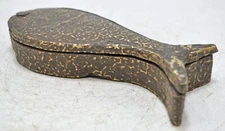 Antique Wooden Kum Kum Powder Tika Box Original Old Brass Fitted