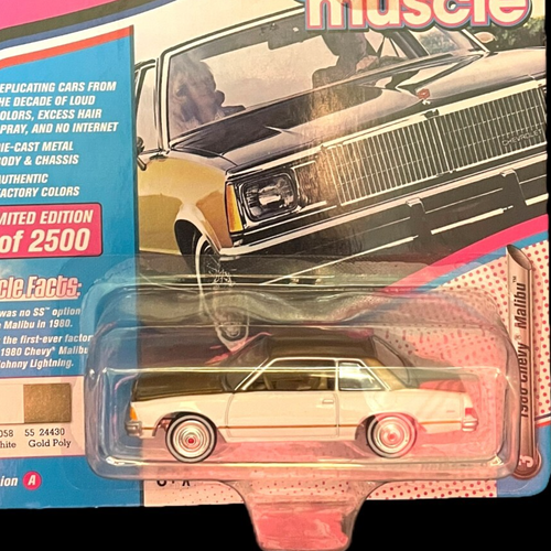 Johnny Lightning Muscle Cars USA 80's Muscle 1980 Chevy Malibu *White/Gold* 1/64