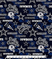 NFL DALLAS COWBOYS BLUE Cotton Fabric Piece by the 1/4,1/2,Yard, 58"W for Mask