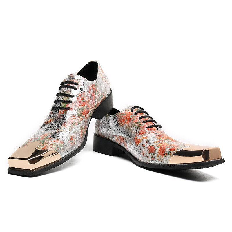 SAOLA Scarpe eleganti uomo stringate business metallo punta dorata gentiluomo multicolore