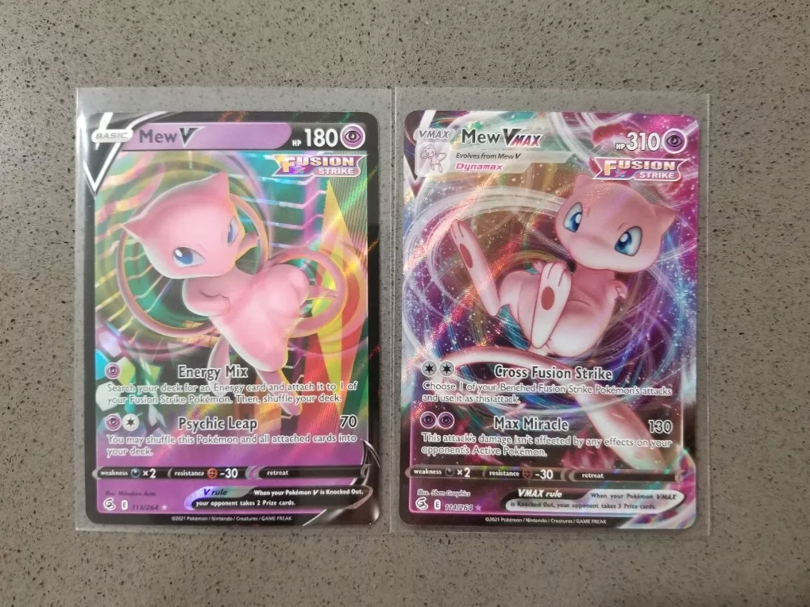  Mew V & Vmax Card Set - Fusion Strike 113/264 & 114/264 -  Pokemon Ultra Rare Card Lot : Toys & Games