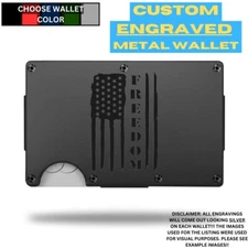 Freedom Flag Custom Laser Engraved Onto An Aluminum Wallet