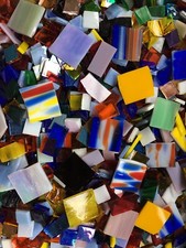 1Lb MOSAIC STAINED GLASS TILE SPECTRUM 1   1/2  HANDCUT MIX COLORS USA SELLER