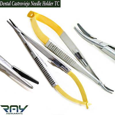 Microsurgery Suture Forceps Dental Castroviejo Needle Holder Straight & Curve TC