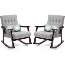 2/4x Upholstered Rocking Chair Single Sofa Accent Rocker Lounge Chair Massage