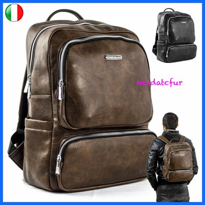 Zaino da Uomo Pelle PU Borsa Porta PC per Scuola Lavoro e Viaggio Vintage  Grande | eBay