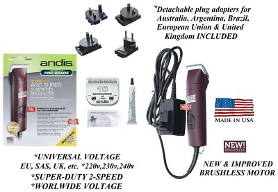 Andis AGC Super 2-Speed CLIPPER SET&CERAMICEDGE 10 BLADE*EU UK SAS VOLTAGE&PLUGS