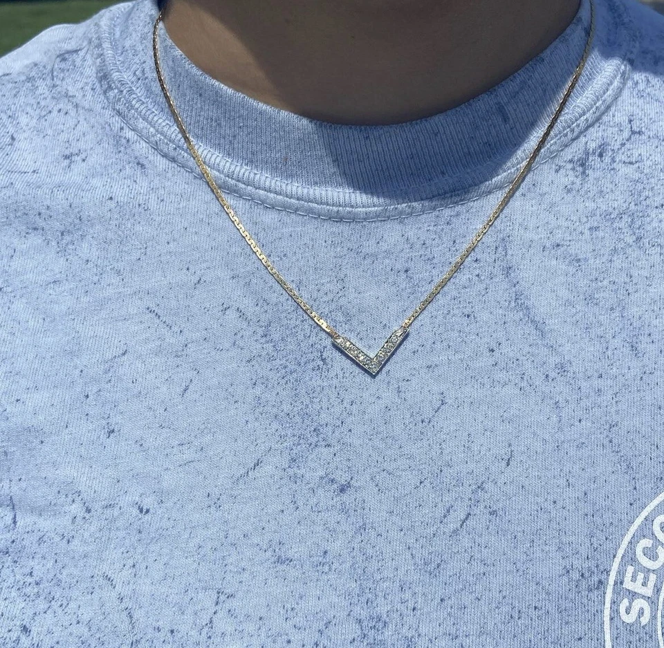 "Collar de cadena serpentina de oro 14K con diamantes - 16"" - 4,62 g - Elegante" Foto 2 de 3