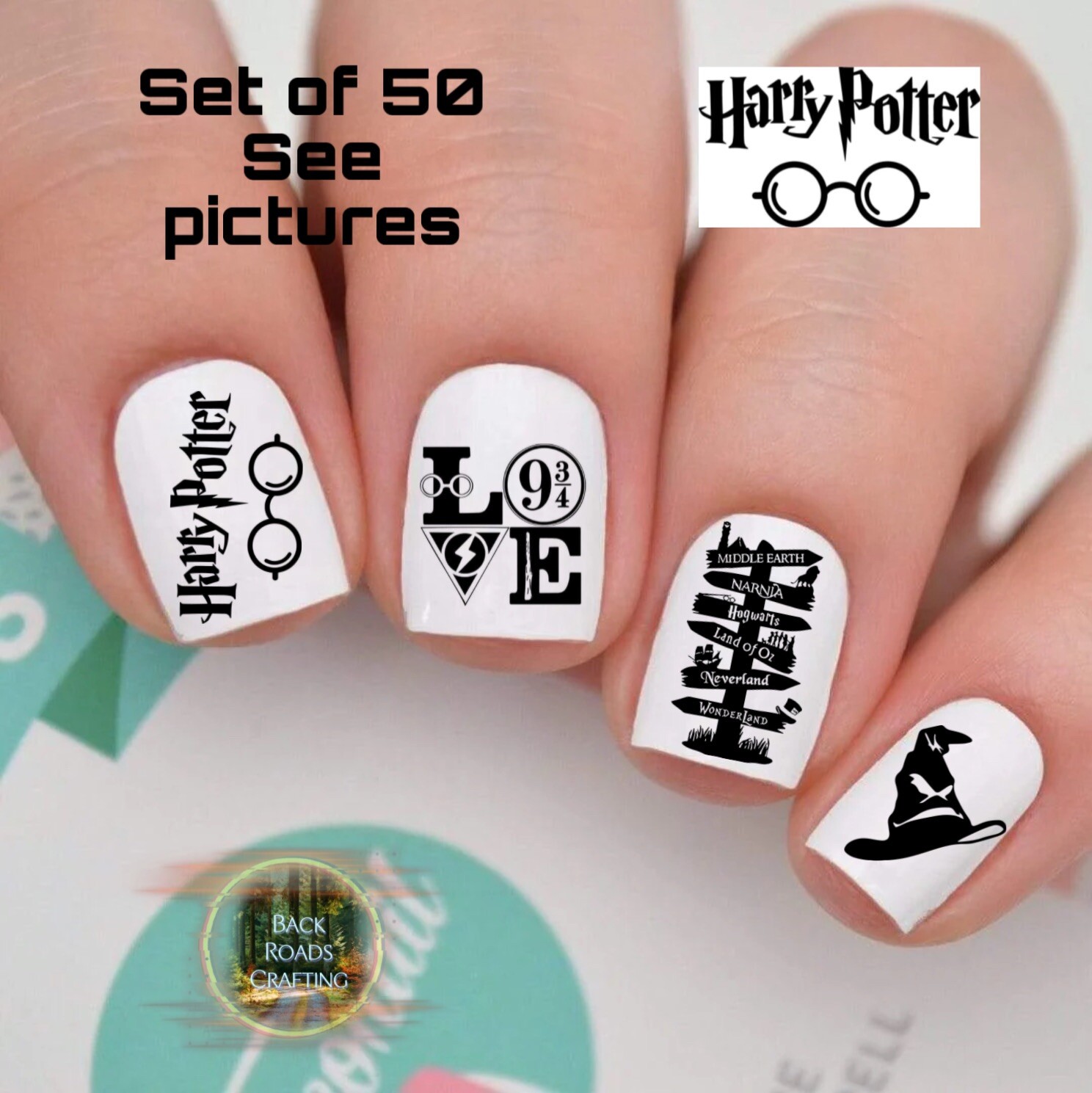 Harry Potter Waterslide Nail Art Decals Set Of 50  Instructions & Bonus